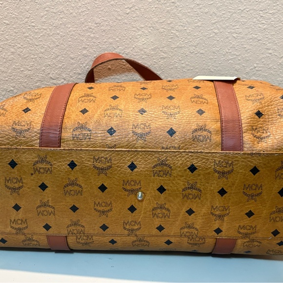 MCM Visetos Cognac Brown Monogram Duffel Bag - Picture 6 of 7